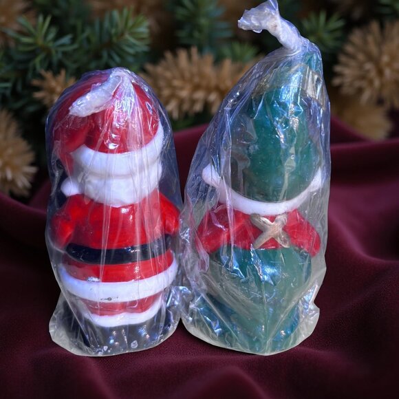 Vintage Interpur Christmas Candle Set – 4 Figural Wax Candles Sealed in Cellopha - Picture 5 of 5